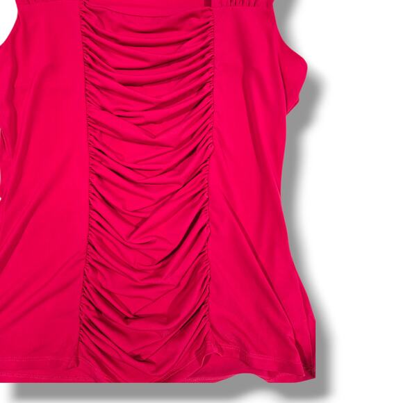 Jaclyn Smith Women’s Pink Ruched Front Sleeveless Top – Polyester Spandex Blend - Picture 4 of 8